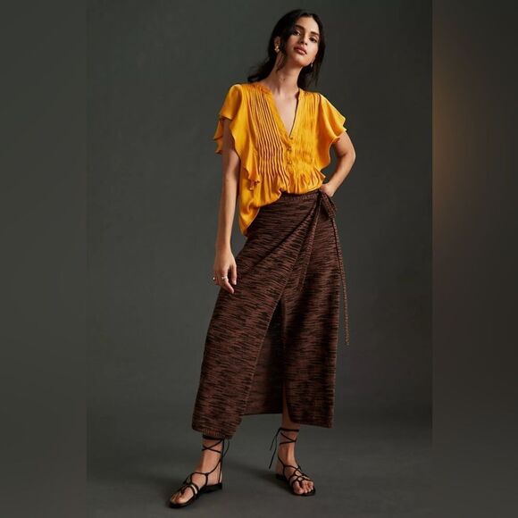 Anthropologie Ruffled Blouse Size Medium Petite - Picture 1 of 4